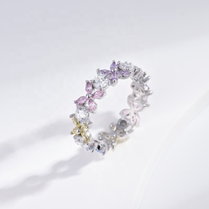 custom plata 925 <b>Silver</b> colorful stone girls cheap <b>ring</b> aquamarine <b>adjustable</b> 14k gold wedding summer clover stack zircon <b>rings</b> - Product Image 2