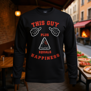 T-shirt à manches longues promotionnel « This Guy Pizza Comfort Food Happiness Italian Style » - Product Image 3