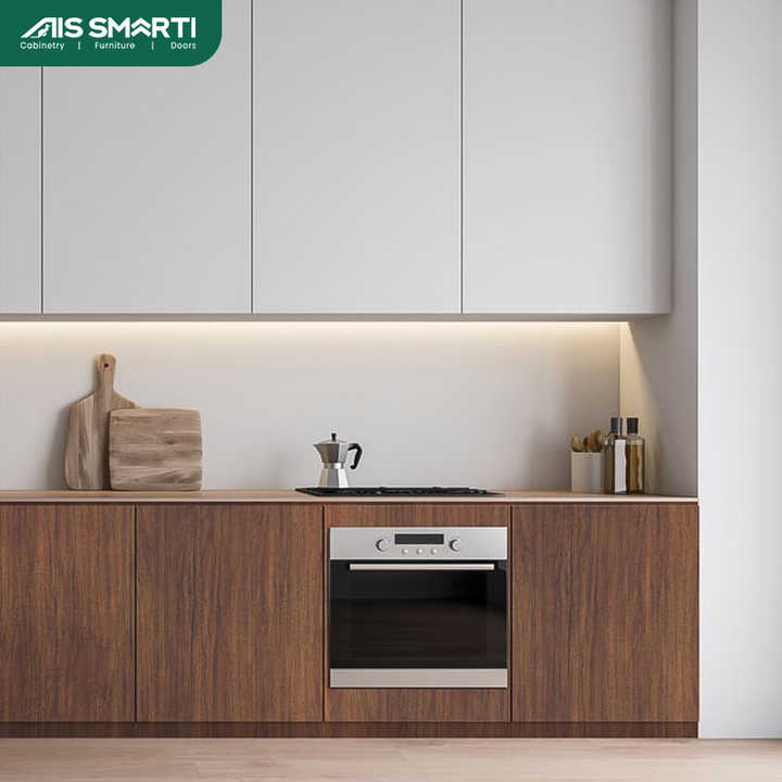 AIS 2025 Brown Melamine Modern Design Home Kitchen Cupboard Set Lacquer ...