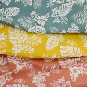 vintage hawaiian print fabric Suppliers-New design Hawaiian fabric Wholesale 100% Cotton floral Print Tropical Leaves Shirt Fabric For Dress Hawaiian Fabric Material