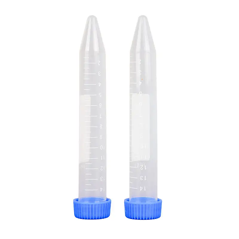 Tubo de centrífuga de plástico transparente estéril para laboratório, tubo de centrífuga de fundo cônico de 15mL