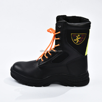 Pompier Pompiers Bottes de sauvetage Chaussures de sécurité résistantes à la chaleur en cuir de bonne qualité