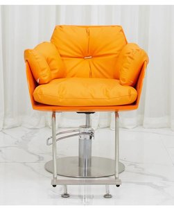 Poltrona da Barbiere di Lusso Reclinabile in Pelle Arancione con Pompa Idraulica per Piccoli Saloni, Parrucchieri e Styling Femminile - Product Image 5