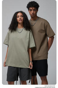 Verano 85% algodón 230G Cool Feeling tela suelta manga corta sólido de gran tamaño pesado hombres mujeres camisetas personalizadas - Product Image 3