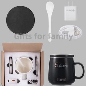 55 Degree Smart Self Heated <b>Ceramic</b> <b>Cup</b> Warmer Ultra Safe Mug With 2 in 1 15W Wireless Phone Charger Heated coaster Gift Set - Product Image 5