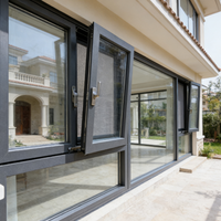 Fenêtres coulissantes horizontales en alliage d'aluminium de style moderne, double vitrage trempé, moustiquaire magnétique intégrée extérieure