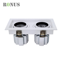 Spot encastré à deux têtes 12W*2 réglable et dimmable, projecteur LED COB pour grille de plafond