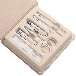 Manicure Pedicure Care Tools Nail Clippers Kit 6pcs Stainless Steel Grooming kit Nail File with Luxurious Upgraded Case