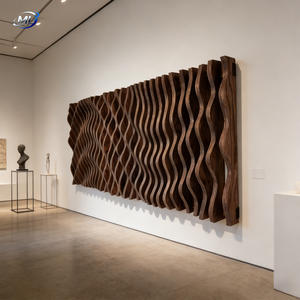 Décoration intérieure, panneaux muraux en bois massif 3D ondulés, écologiques, couleur personnalisée, pour la maison, le bureau, le hall, le centre commercial, l'hôtel - Product Image 6