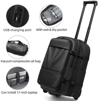 Sac à dos trolley extensible avec serrure TSA, chargement USB, multi-compartiments, résistant aux odeurs, pour le travail