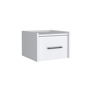 <b>Floating</b> Nightstand White Wall Mounted With <b>Drawer</b> And Surface Space Saving Design For Bedroom - Product Image 5