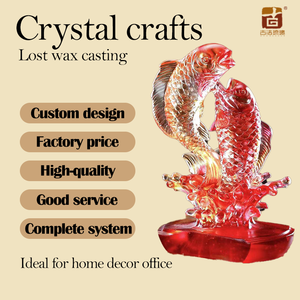 Handmade liuli đôi cá tượng chơi trong nước tùy chỉnh màu pha lê tác phẩm nghệ thuật cho sảnh khách sạn quà tặng của cải của công ty - Product Image 4