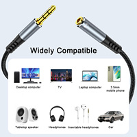 Câble d'extension audio tressé OEM d'usine, 3,5 mm mâle vers femelle, câble audio AUX, prise jack métallique à 3 pôles, câble de haut-parleur