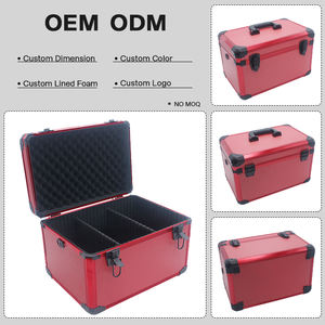Made in China Custom Dimension Aluminum Profile Construction Red Panel Aluminum Instrument Hard Case <strong>Tool</strong> <strong>Box</strong> with Shoulder Belt - Product Image 2