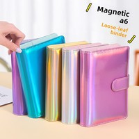 Cuaderno de Hojas Sueltas A6 de Piel Sintética con Diseño de Macaron Láser Colorido para Comercio Exterior, Regalo Creativo de Tendencia al por Mayor