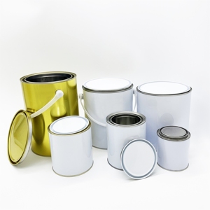 Seau métallique en étain recyclable de 4,5 L, taille et forme personnalisées, pour diluant chimique, peinture, hermétique, antirouille, marque JUWEI, 0,23 mm - Product Image 1