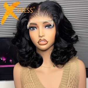 Short bob Body Wave brasiliano Remy Human Hair 5*5 chiusura parrucche allentate <span class=keywords><strong>Wawe</strong></span> lueless parrucca per le donne all'ingrosso 200% densità - Product Image 2