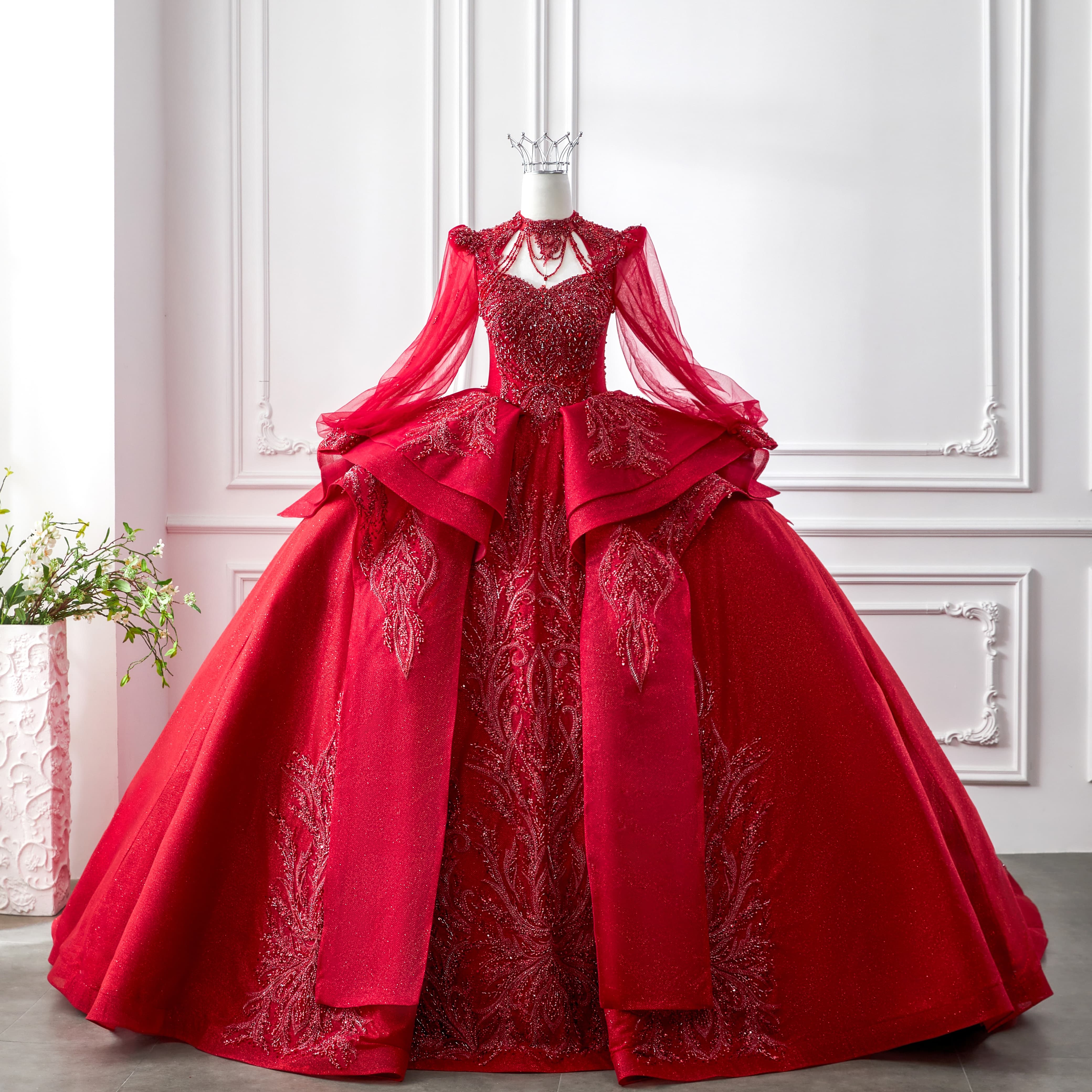 Fantasy Red Princess Gown Royal Red Ball Gown High-Quality Custom