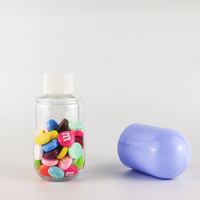 Nouveau design 30ml 50ml 80ml 100ml capsule forme bouteille corps coloré bouchon bouteille en plastique pour bonbons alimentaire emballage conteneur