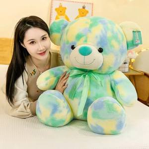 Nuovo Orsacchiotto Arcobaleno Cartoon in Peluche, Regalo di San Valentino e Compleanno, Orso Colorato con Papillon e Cravatta Tie-Dye per Bambine - Product Image 6