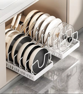 New adjustable metal cookware storage rack, kitchen pull-out shelf, cabinet and countertop <b>dish</b> storage rack - Product Image 2