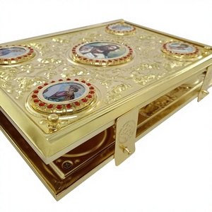 ZDBC01 Couverture de Sainte Bible Orthodoxe en Alliage Plaqué Or 35*27*5 cm – Couverture de Sainte Bible pour Père Godet et Évêque – Fournitures d'Église - Product Image 3