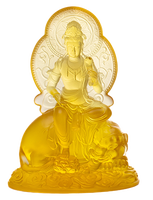 ArtFamily Ornement mural bouddhiste personnalisable en cristal gravé fait main, mettant en scène le Bodhisattva Samantabhadra