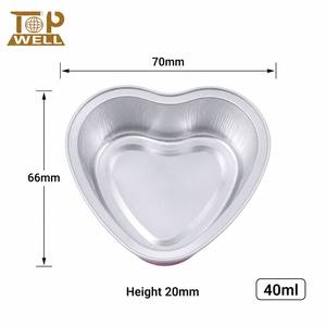 70x66x20mm 40ml Lila Umrandete Herzförmige Aluminiumfolie-Schale Einweg-Premium-Mini-Kuchenform mit Deckel für Hochzeitsfeier-Gastgeschenke Ailine - Product Image 2