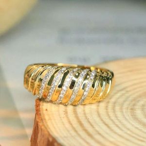 Xinfly 18K Solid Gold Twisted Croissant 0.32CT Diamond <b>Thick</b> Chunky <b>Ring</b> Women's Chunky Gold Jewelry - Product Image 3