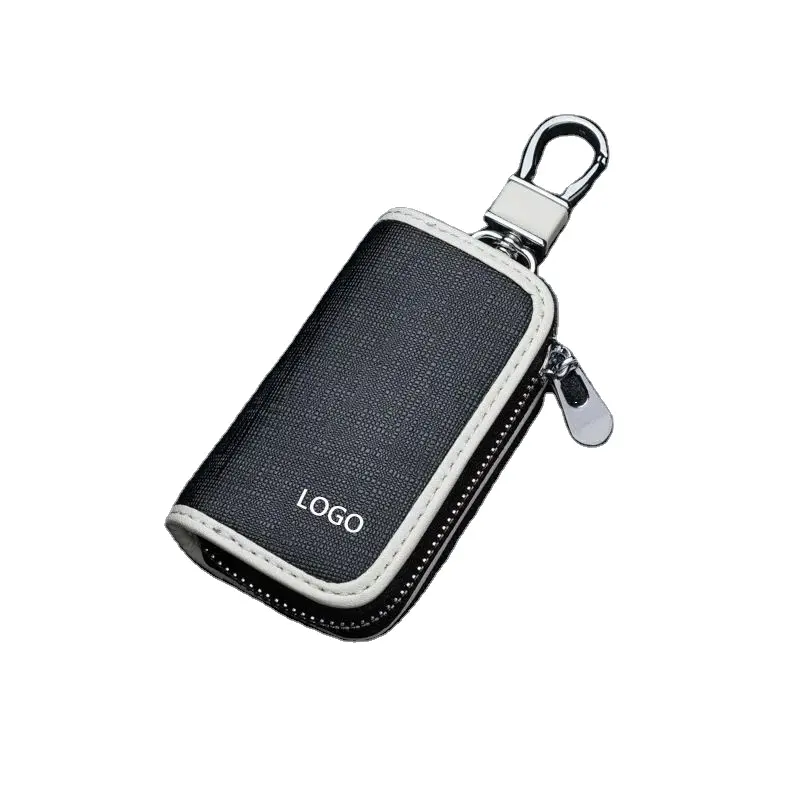 Leather Car Key Case Universal Keychain With Metal Logo For BMW Mercedes Audi VW MINI AMG TRD M Key Cover Protector Accessories