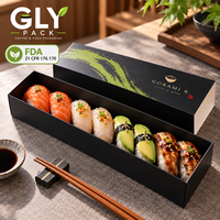 Boîte à sushi personnalisée avec compartiments pour sashimi, rouleaux nigiri, coupelles de sauce, emballage à emporter pour restaurants, impression personnalisée