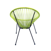 Chaise Acapulco moderne LEISURE, structure en acier, rotin tressé, confortable, empilable, écologique, portable, pour extérieur, patio, jardin, chambre