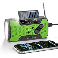 Nieuwe design AM/FM/NOAA weerradio met klok, 3 LED zaklamp, handkruk, noodtelefoon, zonne-/USB-oplader, speaker, geschikt voor buitengebruik