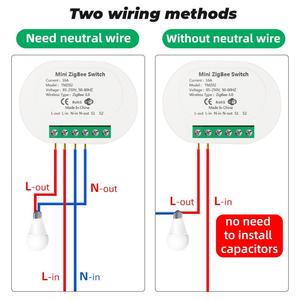 Công Tắc Đèn Thông Minh Zigbee <span class=keywords><strong>Mini</strong></span> 16A 10A Không Cần Dây Trung Tính Hỗ Trợ Điều Khiển Hai Chiều Hoạt Động Với Alexa Google Home - Product Image 4