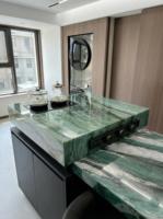 Comptoir de luxe en quartzite vert Fuchsite, plan de travail en marbre pour hôtel et maison