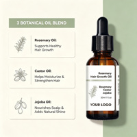 Huile Capillaire 3-en-1 OEM aux Herbes, Romarin, Jojoba et Ricin 30ml – Croissance des Cheveux, Massage du Cuir Chevelu, Volumisante, Épaississante, Réduit la Chute des Cheveux