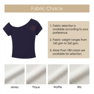 Custom Logo Off Shoulder Cropped T-Shirts <strong>Navy</strong> <strong>Blue</strong> Slim Fit Short Sleeve Casual <strong>Crop</strong> <strong>Tops</strong> for Streetwear Women's T-shirt - Product Image 5