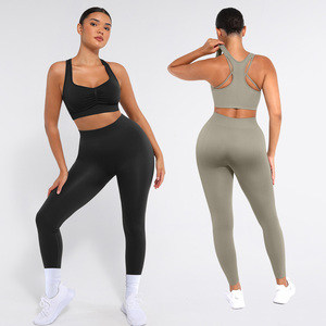Set Yoga Senza Cuciture Vractivewholesale per <span class=keywords><strong>Donna</strong></span>, Leggings a Vita Alta e Top Sportivo per Allenamento - Product Image 1