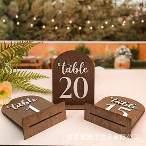 <b>Table</b> <b>Number</b> Card Wooden Stand <b>Table</b> 20 Wedding Party Decoration Rectangle Shape Durable - Product Image 3