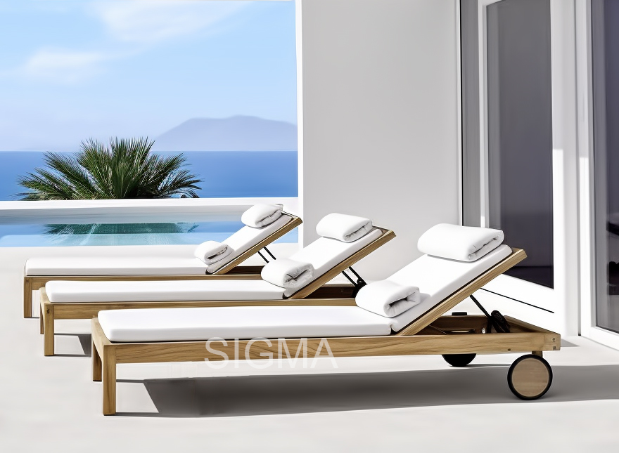 Luxury Outdoor Furniture Beach Lounge Set Wood Chaise Lounge Hotel Patio Pool Teak Lounge Chair