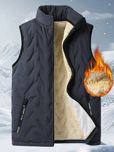 Gilet Imbottito Invernale da <span class=keywords><strong>Uomo</strong></span> Foderato in Pile Piumino Caldo <span class=keywords><strong>Casual</strong></span> Trapuntato Sherpa Giacca Smanicata Antivento in Poliestere - Product Image 2