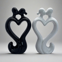 Sculpture familiale abstraite en céramique noire/blanche, décoration d'intérieur moderne, figurine d'art