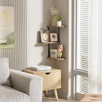 Étagère d'angle murale à 3 niveaux, étagères flottantes en bois rustique pour chambre à coucher, salon, salle de bain, cuisine, bureau et plus encore