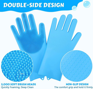 Guantes de aseo para mascotas Guantes de baño de silicona resistentes al calor para perros y gatos con diseño mejorado de cinco dedos para bañarse y masajear