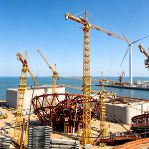 Grue à tour robuste 12t, portée maximale 240m, WA7527-12, flèche de 75m pour chantier de construction de bâtiments super imposants - Product Image 1