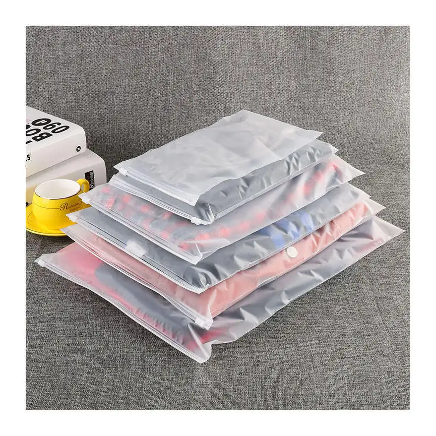 Saco De Embalagem Personalizada Para Roupas Imprimir Pe Zipper Lock Poly Zipper Lock Frosted Plastic Clothing Packaging