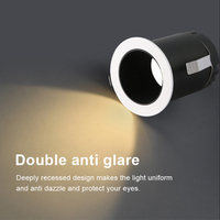 Spot LED encastré rond commercial en aluminium noir, 3W, 5W, 7W, 9W, AC110V/220V, pour plafond, vente en gros