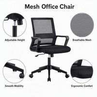 Chaise de bureau ergonomique pivotante en tissu maillé moderne, chaise de travail pour employés, chaise de bureau confortable et réglable