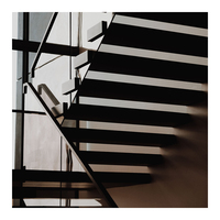 Kit de supports flottants pour marches d'escalier mono-à-capillaire en acier, bois et verre, design moderne, pour appartement, sous-sol, usage intérieur