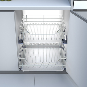 Accessoires de rangement pour armoire de cuisine modulaire : Panier coulissant télescopique en acier inoxydable pour tiroir de cuisine - Product Image 5